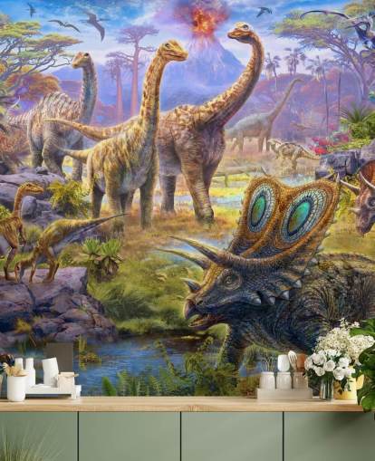 dinosaurus landschap behang