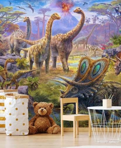 dinosaurie landskap tapet