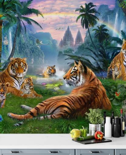 Tiger faulenzen in einem Dschungel Tapete Tiger faulenzen in einem Dschungel Tapete