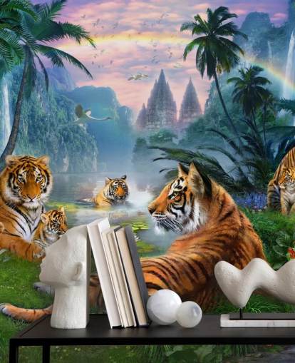 Tiger faulenzen in einem Dschungel Tapete Tiger faulenzen in einem Dschungel Tapete