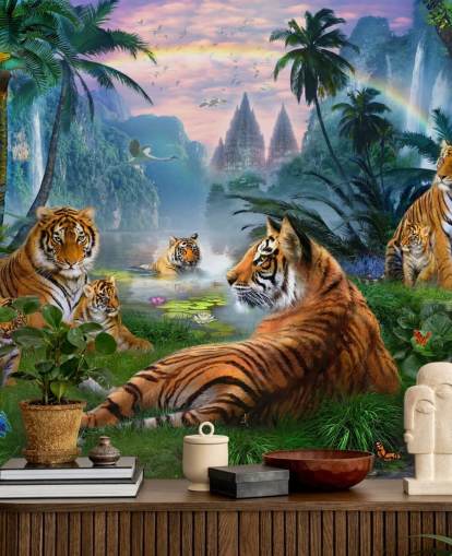 tigre lazing i en jungle tapet tigre lazing i en jungle tapet