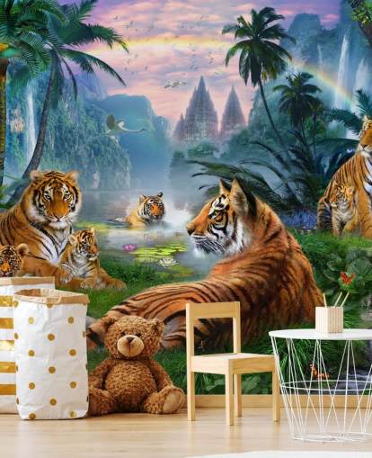 fond d'écran tigres paresseux dans une jungle fond d'écran tigres paresseux dans une jungle