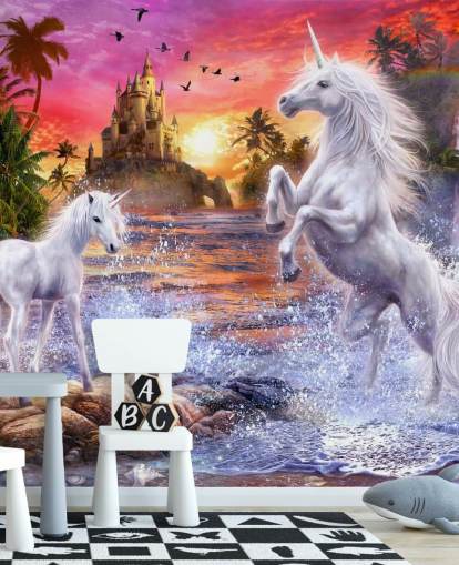 Unicorn Waterval Sunset Unicorn Mural