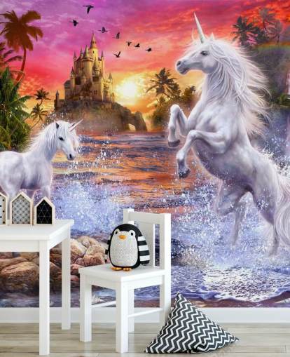 Cachoeira do unicórnio pôr do Unicorn Mural