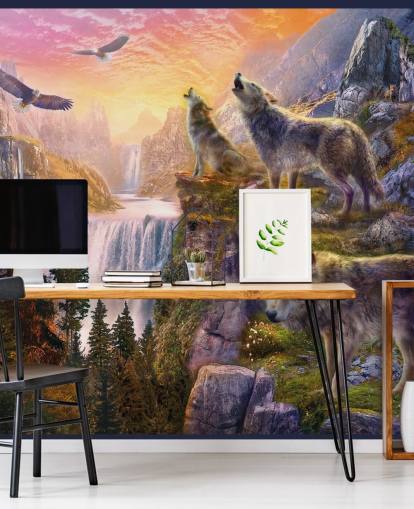 illustrerade vargar på klippkant tapet