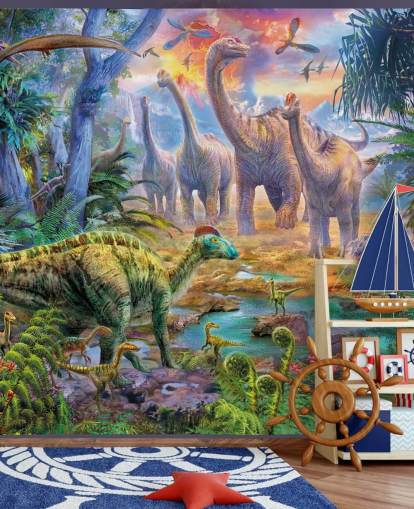 dinosauri che si allontanano dalla carta da parati vulcano dinosauri che si allontanano dalla carta da parati vulcano