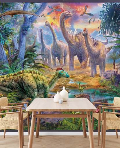 dinosaurs walking away from volcano wallpaper dinosaurs walking away from volcano wallpaper