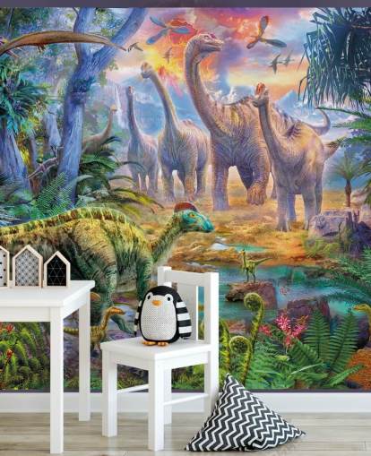 dinosaurs walking away from volcano wallpaper dinosaurs walking away from volcano wallpaper