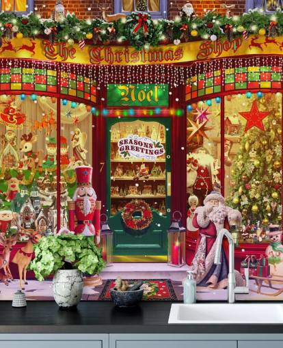 papier peint de vitrine de Noël