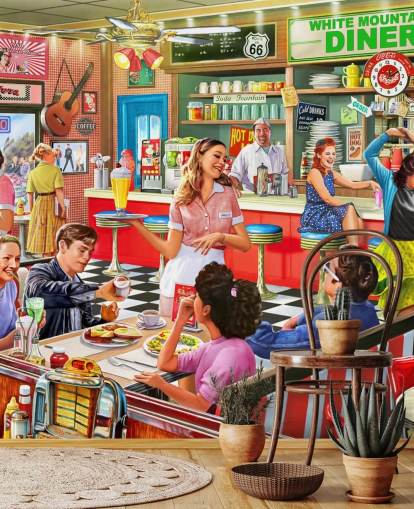 amerikaanse stijl diner behang uit de jaren 50
