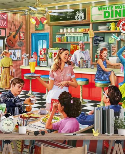 papel de parede americano dos anos 1950 diner