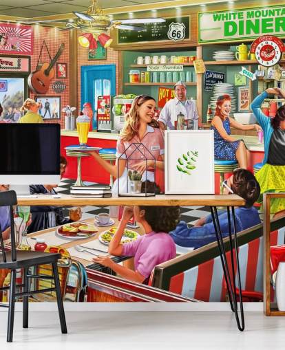 papel de parede americano dos anos 1950 diner papel de parede americano dos anos 1950 diner