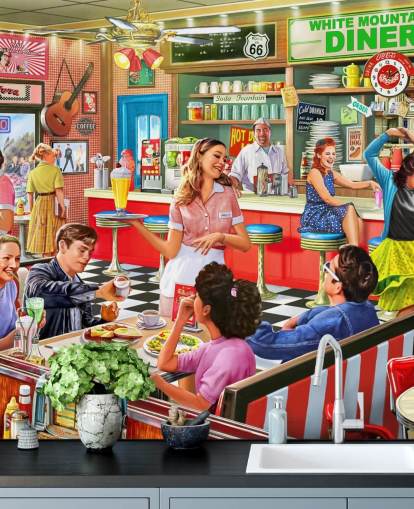 papel de parede americano dos anos 1950 diner