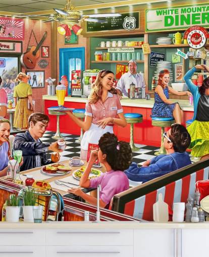 amerikansk stil 1950-tallet diner tapet