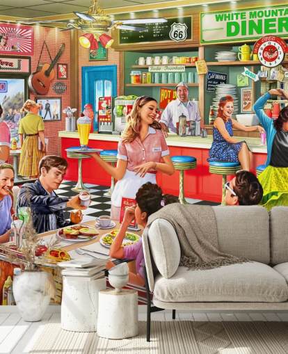 amerikansk stylet 1950'erne diner tapet