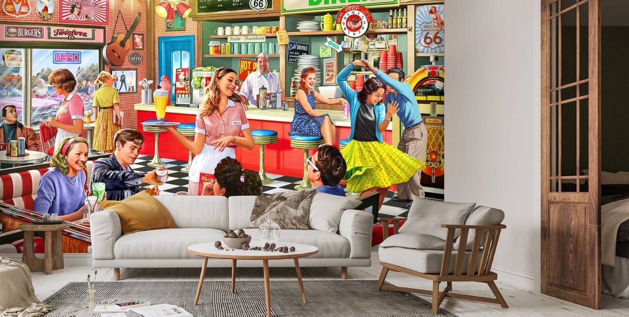 American Diner Wallpaper Wallsauce UK