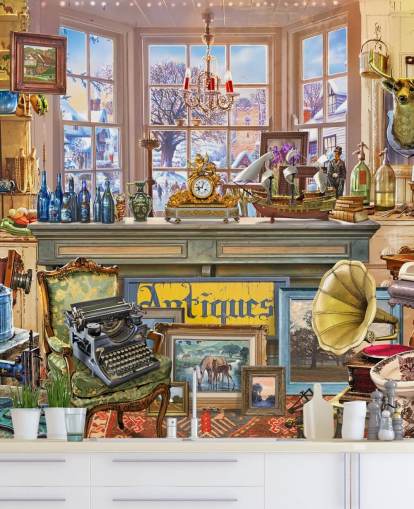 antikk butikk interiør tapet
