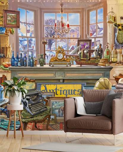 antique shop interior wallpaper