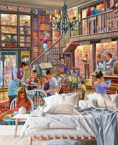 book shop cafe wallpaper