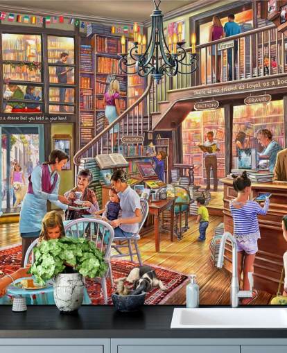 book shop cafe wallpaper