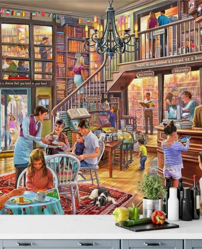 book shop cafe wallpaper