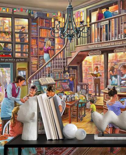 papel de parede book shop cafe