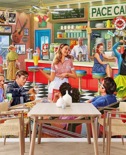 papel de parede retro inglês diner papel de parede retro inglês diner
