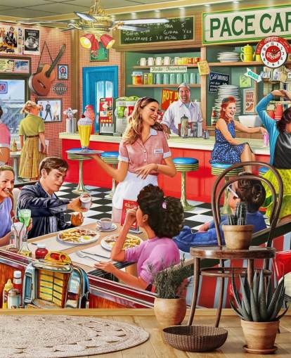 retro engelska diner tapet