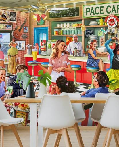 Retro Englisch Diner Tapete