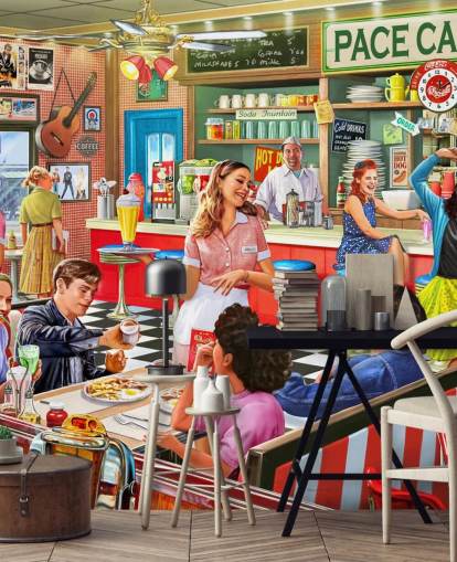 Retro Englisch Diner Tapete Retro Englisch Diner Tapete