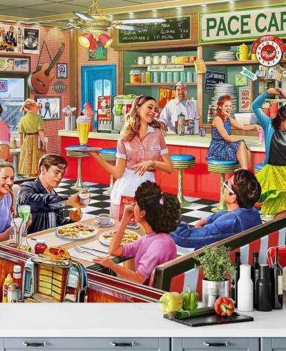 retro english diner wallpaper