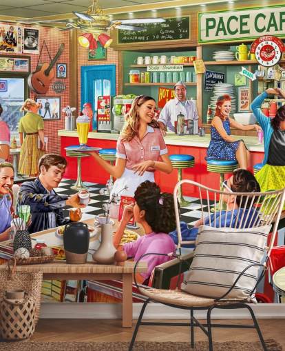 retro engelsk diner tapet