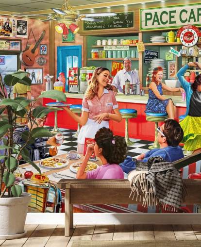 retro english diner wallpaper