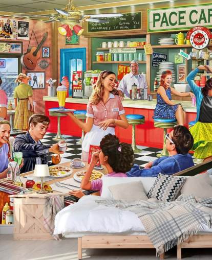 retro english diner wallpaper