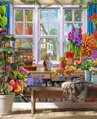 inuti en färgglad blomsteraffär med katt tapeter inuti en färgglad blomsteraffär med katt tapeter