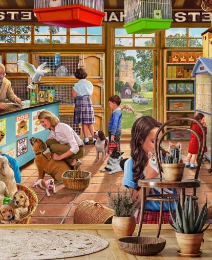 fondo de pantalla de ilustración retro pet shop