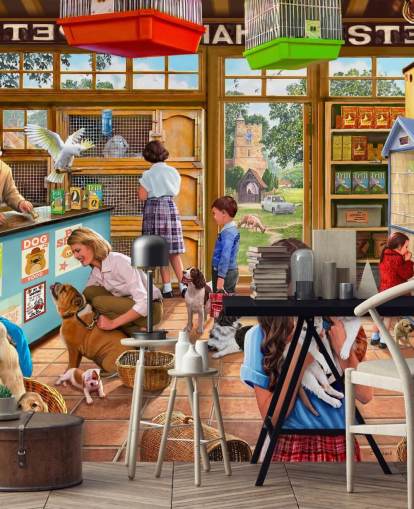 retro pet shop carta da parati illustrazione