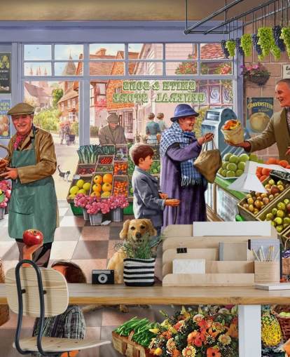 gammaldags grönsakshandlare illustration tapet