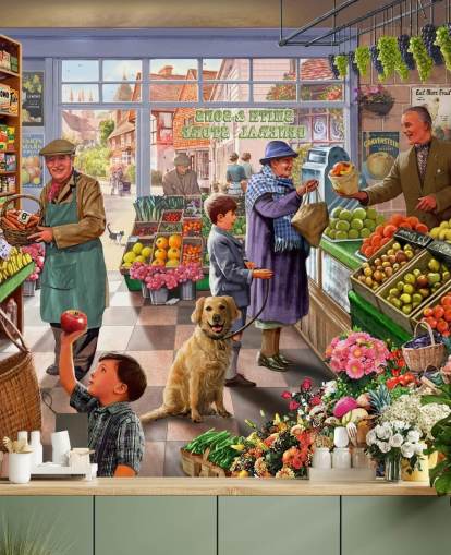 gammeldags greengrocer illustrasjon tapet