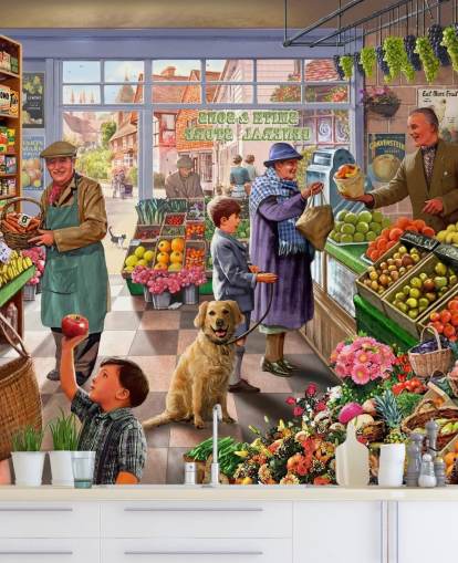 gammeldags greengrocer illustrasjon tapet gammeldags greengrocer illustrasjon tapet