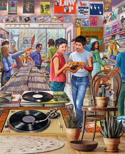 papier peint de magasin de musique vintage