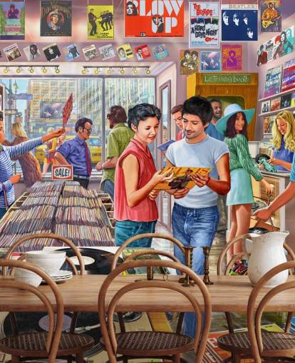 papier peint de magasin de musique vintage