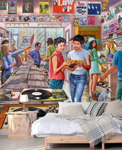 Vintage-Musik-Shop Tapete Vintage-Musik-Shop Tapete