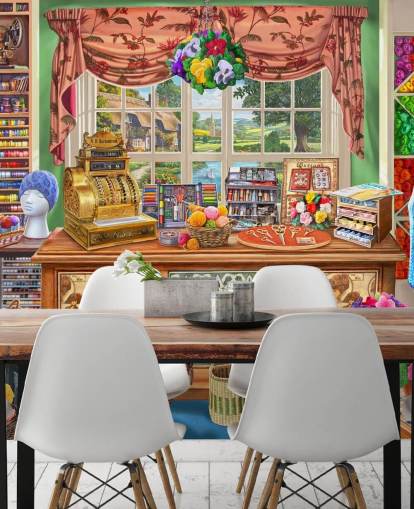 sewing and wool shop wallpaper