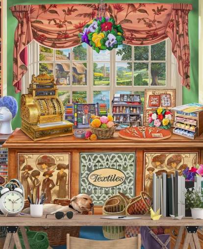 sewing and wool shop wallpaper