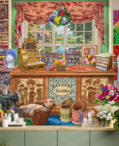 sewing and wool shop wallpaper