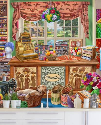 sewing and wool shop wallpaper