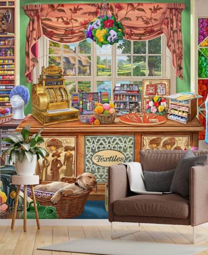sewing and wool shop wallpaper