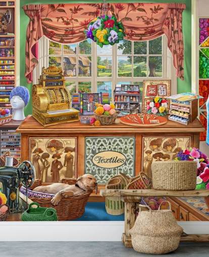 sewing and wool shop wallpaper