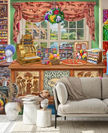 sewing and wool shop wallpaper